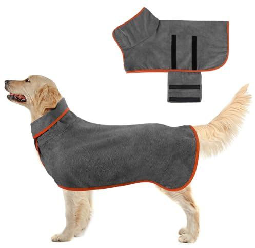 Jostift Peignoir pour chien extra absorbant, séchage rapide, serviette pour chien avec bretelles réglables pour petits, moyens et petits chiens (gris)