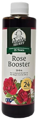 Farmer's Secret Rose Booster Fertilizer (8oz) - Super Concentrated - Formulated for All Types of Roses Throughout The Life Cycle - Encourages Healthy Growth and Vibrant Blooms