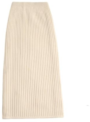 TEidea Damkjolar damtröja kjol: Midi stickad kjol med hög midja, varm och snygg vinterkjol, BEIgE, M