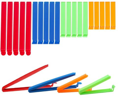 20 Piezas Pinzas Bolsas Alimentos, Clip de Sellado de Alimentos, Clip de Cierre de Cocina Multicolor Reutilizable de Plástico para Galletas de Nueces de Café