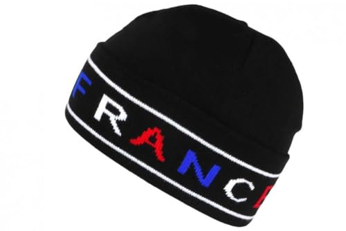 Nyls Création Bonnet France Noir Bleu Blanc Rouge en Laine Mode Classe - Taille Unique - Noir