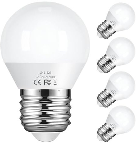 Vicloon Lampadina LED E27 G45 6W, 3000K 550lm Luce Bianca Calda, Base Classic Bulbo Risparmio Energetico(Equivalenti a 50W), Angolo a Fascio 270°,Non Dimmeriabile Nessun Sfarfallio Lampada Pacco da 5