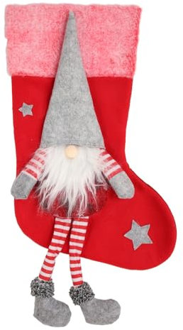 Niiyen Calza di Natale, Calza di San Nicola da riempire, Calza decorativa, Borsa ornamentale con gambe per albero di Natale, Decorazione natalizia per porta del camino (Red)