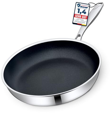 Morleos Sartén cerámica de Ø 28 cm, con revestimiento completo, 5 capas, 3 mm, 1,35 kg, Sartén premium para cocinas de gas y cocinas de inducción, Libre de sustancias tóxicas