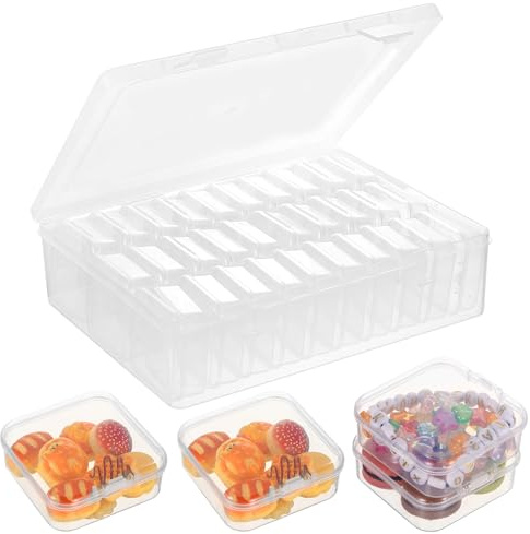 Scatole Portaoggetti in Plastica, Scatola di Smistamento Trasparente con Coperchio, Porta Minuteria Plastica, Scatole Trasparenti Organizer con 30 Divisori per Piccoli Parti Oggetti Gioielli Perline