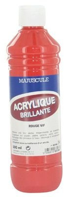 Majuscule-peinture Acrylique Brillante Coloris Rouge Vif - Flacon De 500ml