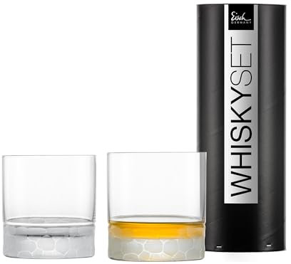 EISCH Kristall Whisky Gläser HAMILTON – Set aus 2 hand geschliffenen 400 ml Bechern mit dickem, gewichtetem Boden - Perfekt für Bourbon, Cognac, Scotch, Irish Whiskey & traditionelle Cocktails