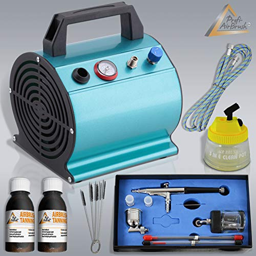 Kit de autobronceado con aerógrafo que incluye compresor de aerógrafo BEAUTY TAN, loción bronceadora para BRONCEADO EN SPRAY BRONCEADO SIN SOL PARA UN BRONCEADO SALUDABLE SIN COSTURAS y sin rayos UV