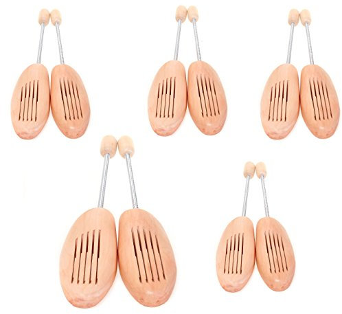 TUKA [5 paia] naturale legno Tendiscarpe unisex con molla a spirale, forma per calzature, Allarga scarpe di vero legno, alberi di scarpe, Taglia 41 - Taglia 42, TKB6001-5x-41