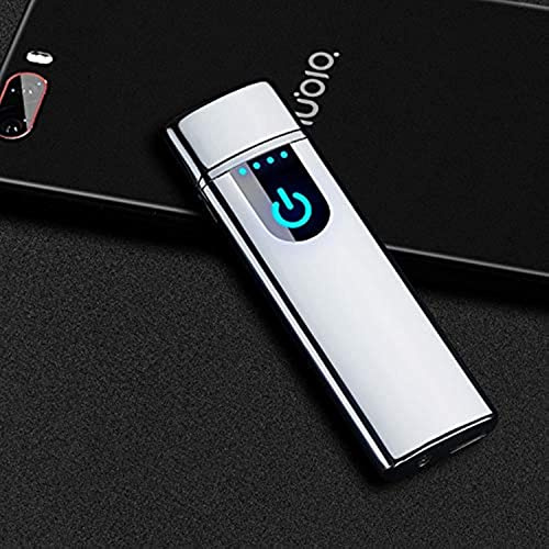 Wiber laddningsbar elektronisk USB-tändare, LED-sensorskärm för fingeravtrycksberöring, dubbelsidig tändning, tändare utan låga för ljus