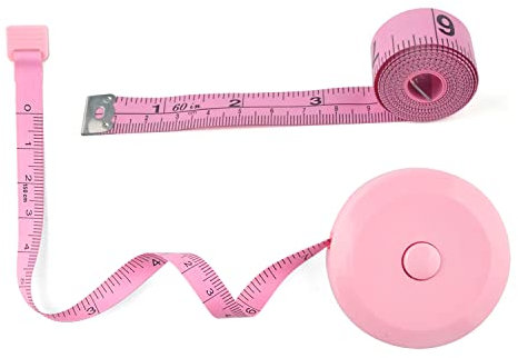 WINTAPE Maßband Körper, weiches Körpermaßband, Maßband nähen Stoff Tailor Cloth Craft Messung Tape,150cm Rosa einziehbares doppelseitiges Maßband (2 PCS)