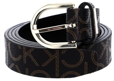 Calvin Klein Damen Gürtel Ck Must Round Belt 2.5 cm Mono Kunstledergürtel, Braun (Brown Mono), 85 cm