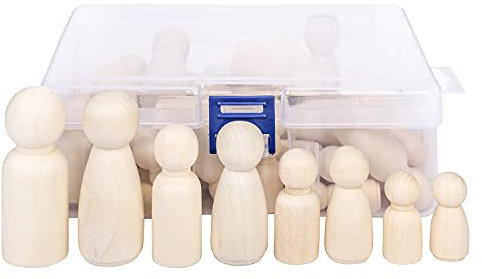KTHZI Wooden Peg Dolls, 50pcs Unfinished Wooden People for DIY Painting, Craft Art Projects, Kids Gift
