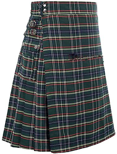 Chahuer Falda Escocesa Tradicional Escocesa a Cuadros para Hombre, tartán irlandés, Combate, Punk, gótico, Highland