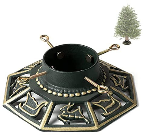 Ventray Weihnachtsbaumständer, 34 x 34 x 14 cm, klassisch, quadratisch, Kiefernbaumbasis für echte Bäume, achteckig
