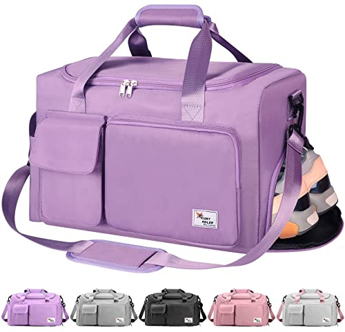 Travel Bag Sport Duffel Bag,Gym Tote Bag, Large Capacity Portable Foldable Travel Lightweight Waterproof Overnight Bag, Carry Luggage Bag for Weekender Sports, Gym, Vacation for Men Women (Purple)