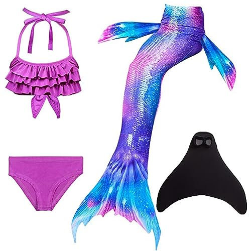 SPEEDEVE Mädchen Meerjungfrauenschwanz Zum Schwimmen mit Bikini Set und Monoflosse