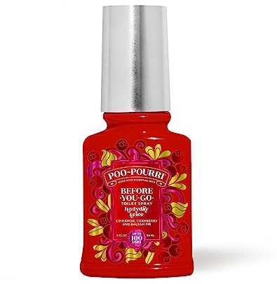 Poo-Pourri Before-You-Go Toilet Spray, Hollyday Spice, 2 Fl Oz - Cranberry, Cinnamon, and Balsam Fir, 1 Count (Pack of 1)