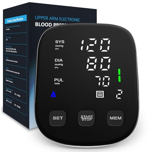 HOLFENRY Blood Pressure Monitor with BP Cuff 8.7”-16.5”- Upper Arm Blood Pressure Monitors for Home Use AC-Powered&AAA Battery Charging/3-color Indicator-High Blood Pressure Machine Tracks Two Users
