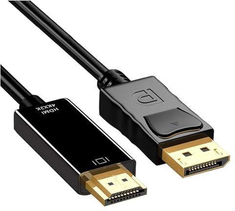 4K DisplayPort to HDMI 1.8M Cable, DisplayPort to HDMI Uni-Direction Cable Gold-Plated Cord for PC TV Monitor Projector Laptop and More(1.8M)