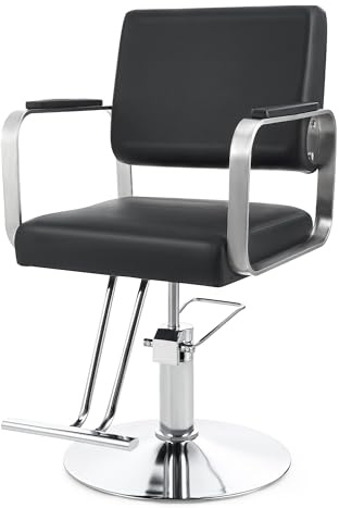 CO-Z Fauteuil de Coiffure Professionnel Chaise de Barbier Pivotant 360° Hauteur Réglable 15CM Pompe Hydraulique Capacité de 250 kg pour Salon de Coiffure Spa Boutique de Tatouage, Noir