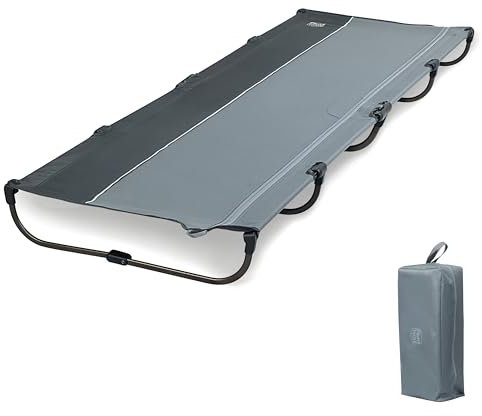 TIMBER RIDGE Lit de Camp Pliable Ultraléger 3kg Lit Pliant 1 Personne Portable Confortable pour Voyage Pêche Plage et Jardin Gris
