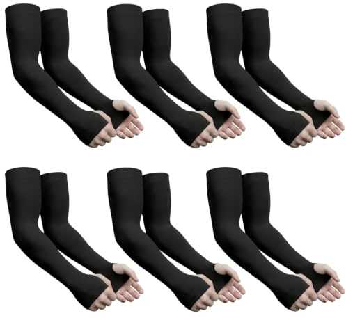 Manchons de Protection UV pour Hommes et Femmes, Manchons Rafraîchissants de Compression - Sports - Entraînements - Couverture de Tatouage (4 noir)