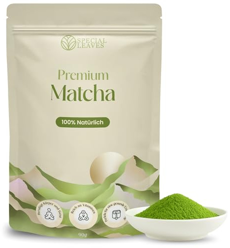 Matcha Pulver - 90g - 100% Natürlich & Fein Gemahlen - Für Tee & Matcha Latte - Ohne Zusätze - Hochwertige Qualität Aus Japanischer Teetradition - Premium Grüntee Von Special Leaves