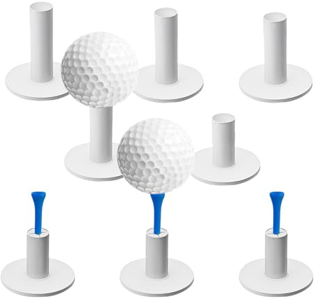 KOFULL Rubber Golf Tees for Mats, Driving Range Tee, 8 Pack Golf Rubber Tee Holder Set Indoor Outdoor+ 3 wooden Golf Tees