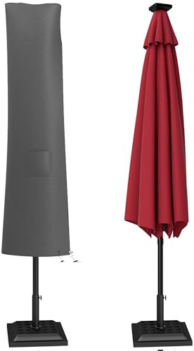 Outsunny Funda para sombrilla de jardín, impermeable, para exteriores, voladizo, plátano, protector de sombrilla 300D, tela Oxford, 240 x 48/70 cm, para sombrilla voladiza de 3 m, color gris, gris