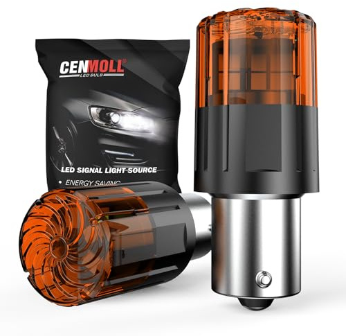 Cenmoll Lampadine LED BAU15S PY21W giallo ambra, 3200LM super luminose 12V-24V BAU15S PY21W per indicatori di direzione, luci di posizione, luci di retromarcia e luci diurne, confezione da 2