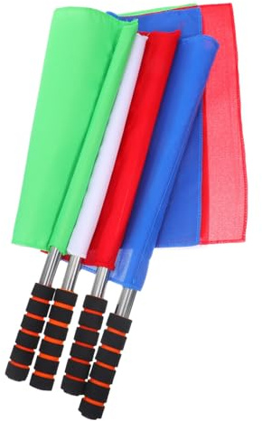 ERINGOGO 4piezas Bandera De Para Árbitros De Atletismo Bandera De Juez De Línea Con Mango De Acero Inoxidable Para Eventos De Voleibol y Fútbol