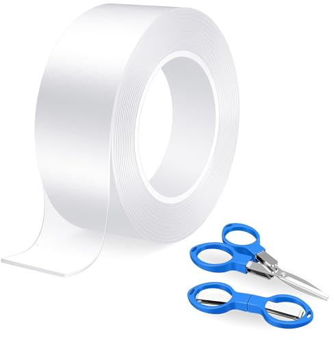 Alagax Cinta De Doble Cara Extrafuerte Para Colgar Cuadros Sin Agujeros - Cinta Adhesiva Con Tijeras - Agarre Total, Decoración Permanente - Cinta Extrafuerte Para Interior Y Exterior - 30mm x 3M