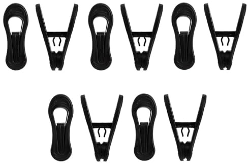 10pcs Plastic Clips for Hanger, Multi-Purpose Plastic Round Head Hanger Clip for Clothes Shirts Pants Hats, Closet Organizer Accessory Clips (Black)