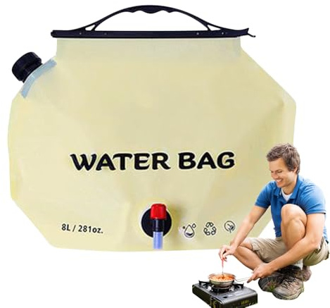 Vattenförvaringsväska, bärbar hopfällbar vattenbehållare, 8 l läckagesäker bärare för förberedare, utomhus, resor, trädgård, bilar, hem, fordon, vandring, nödsituationer och brandförebyggande