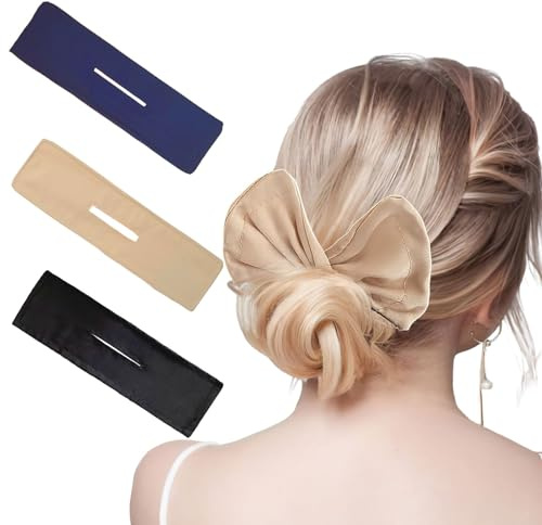 3 Pieces Deft Hair Bun Maker for Twister - Lazy Hair Curler Deft Bun Fashionable Colors Bow Maker, Cute French Twist Easy Bun Hair (3 PCS (Black, Navy, Khaki))