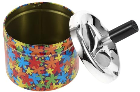 BCOATH Posacenere da Tavolo e Spegnimento Automatico Coperchio Rotante in Acciaio Inossidabile Design Creativo e Facile da Pulire per Uso Domestico Decorativo