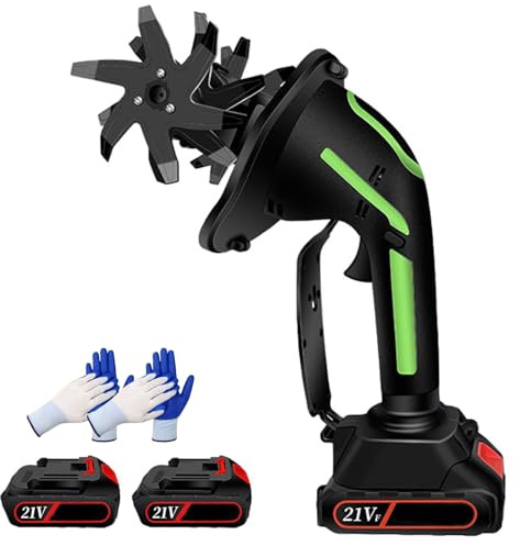 Motozappa elettrica Senza Fili da Giardino 21V, Mini motozappa elettrica per Terreno, Mini motozappa Portatile con Larghezza e profondità di Lavorazione di 10 cm per Fattoria, Cortile, Two Batteries