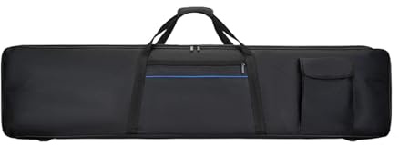 AMSLSIU Große Keyboardtasche für 88 Tasten mit zusätzlichem Fach für Zubehör, Noten, Bücher, Musikstudio, E Piano Tasche, Rucksack, Schwarz, Klein