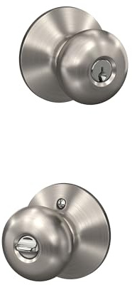 SCHLAGE Plymouth Keyed Entry Door Knob, Interior/Exterior, Satin Nickel