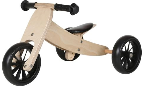 Bandits & Angels Smart Bike Laufrad Holz 4-in-1 ab 1 Jahr – Für Jungen und Mädchen – Laufrad aus Holz – Umkehrbar in Dreirad und Zweirad – Verstellbarer Sattel