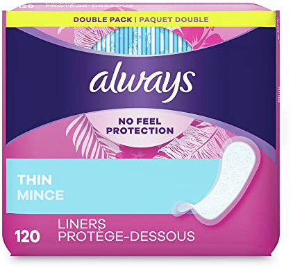 Always 10796PK Dailies Thin Liners, Regular, 120/Pack