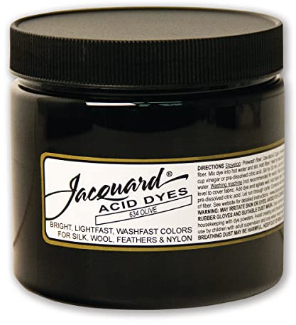 Jacquard Acid Dye for Wool, Silk and Other Protein Fibers, 8 Ounce Jar, Concentrated Powder, Olive 634