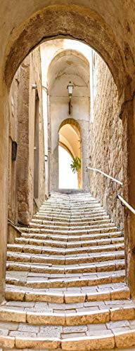 A.Monamour Türtapete Selbstklebend Türfolie Türposter 3D Alter Alter Architektur Bogen Steintreppen-Tunnelweg Vinyl Folie Türdeko Tapete Wandbild Türaufkleber Türtattoo 90 x 200 cm