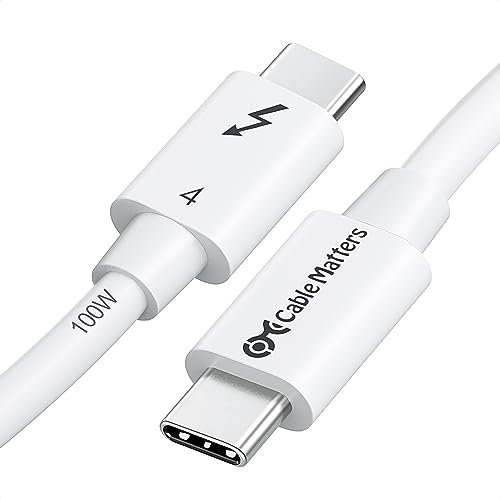 Cable Matters [Certifié Intel 0,8 m Cable Thunderbolt 4-40 Gbps avec vidéo 8K et Charge 240 W Blanc - Rétrocompatible avec Câble USB4 Thunderbolt 3 et USB-C