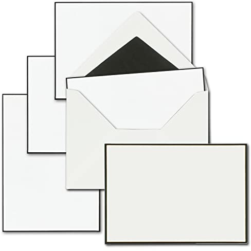 Juego de 25 tarjetas de condolencia, DIN A6, tarjetas individuales con sobres forrados C6, ambas con borde negro hecho a mano, tarjetas sin pliegue