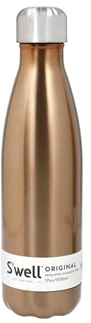 S'well Borraccia originale Pyrite, 500 ml, per bevande isolate sotto vuoto mantiene le bevande fredde e calde, in acciaio inox senza BPA per l'idratazione in viaggio