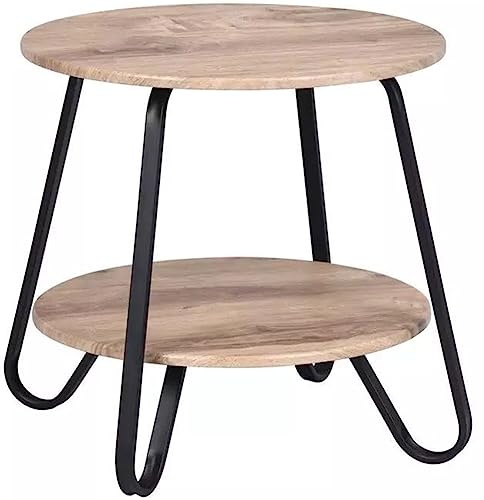 BAKAJI, Platte in Taupe Couchtisch, modernes Design, rund, mit schwarzem Rahmen, Taubengrau, platzsparend, Holzwerkstoff Metall, Standard