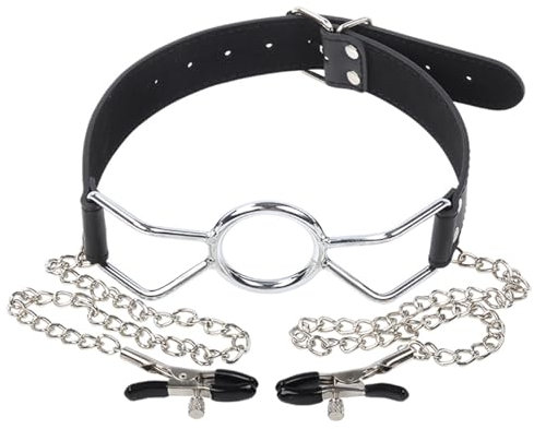 YUZHO BDSM Bondage Mundknebel mit Nippelklemmen Mundknebel Knebel für bondage Mouth gag Mundknebel für frauen Mundspreizer für sex SM Knebel mit Nippelklemmen