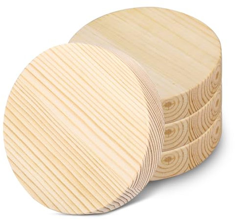 BNGXR Runde Holzscheiben, Runde Naturholz Baumscheiben, 4er Pack, Holzscheiben 10 cm Durchmesser, 20 mm Dicke Natürliches Holz zum Basteln für DIY Handwerk Malerei Weihnachtsdeko & Türschilder